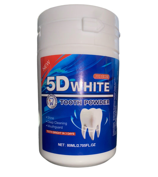 Bubchen 5D White Tooth Powder, 80ML Bottle - Natural Pearl Essence, Deep Clean for Brighter Smile, Basic Cleaning Toothpowder